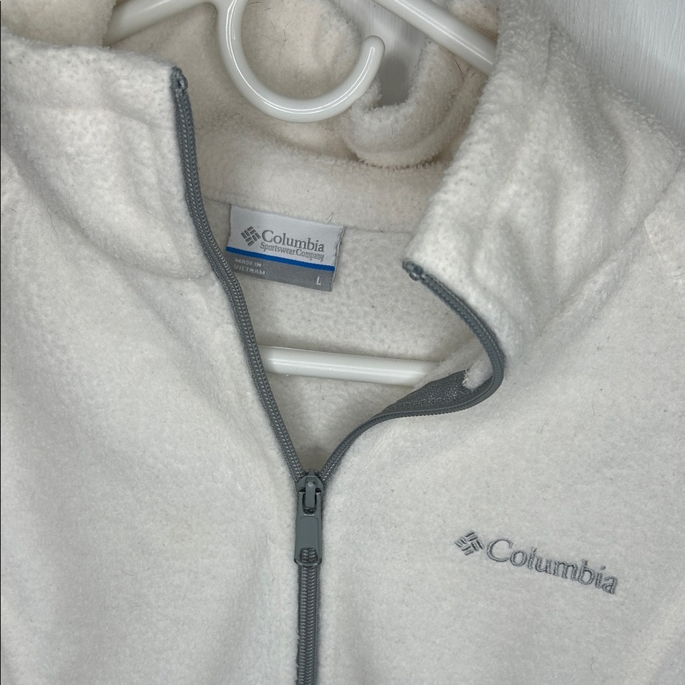 Columbia White Fleece Jacket size large - Picture 5 of 7